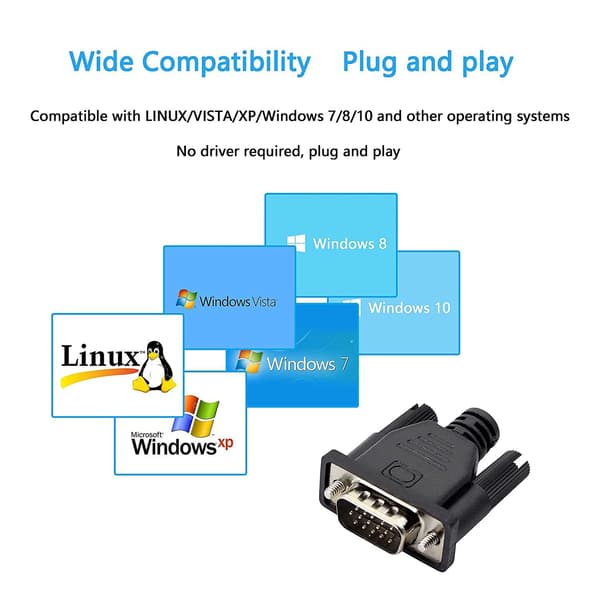 NÖRDIC Dummy Plug VGA Display Emulator 1920x1080 60Hz Svart