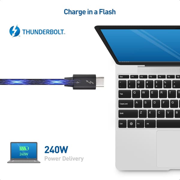 Cable Matters 80cm Intel-certificeret vinkelret Thunderbolt 4-kabel, 40Gbps, 8K, 240W, kompatibel med USB 4, Thunderbolt 3 og USB-C Black