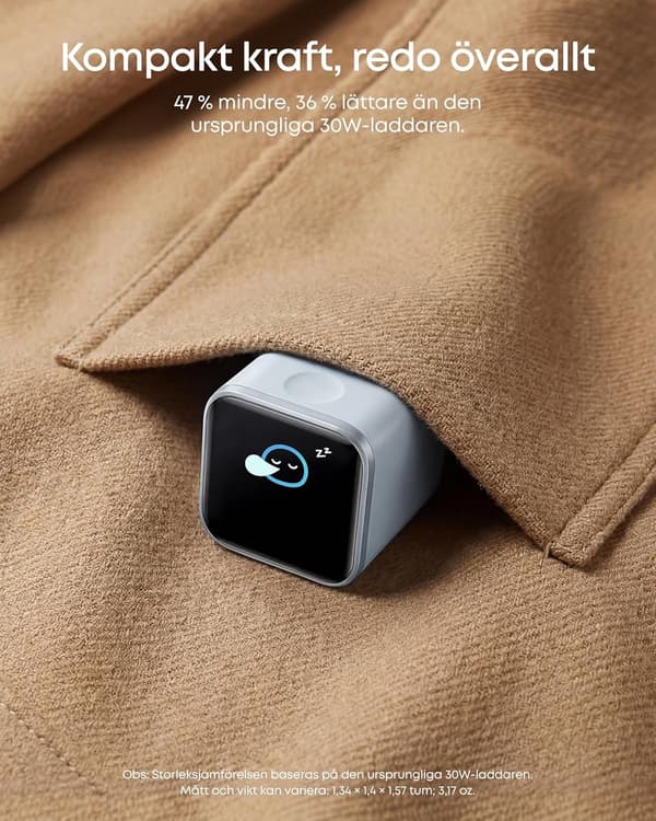 Anker Nano 45W Smart Display USB-C -laturi 45W, valkoinen