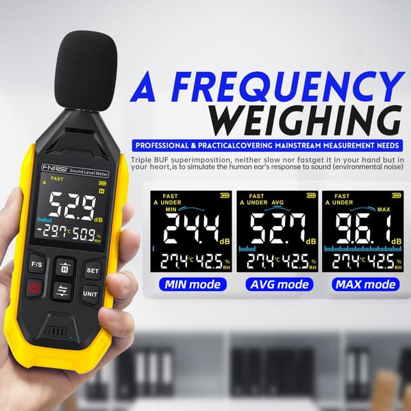 FNIRSI FDM01 Digital støj- og lydmåler 30~130dB Yellow
