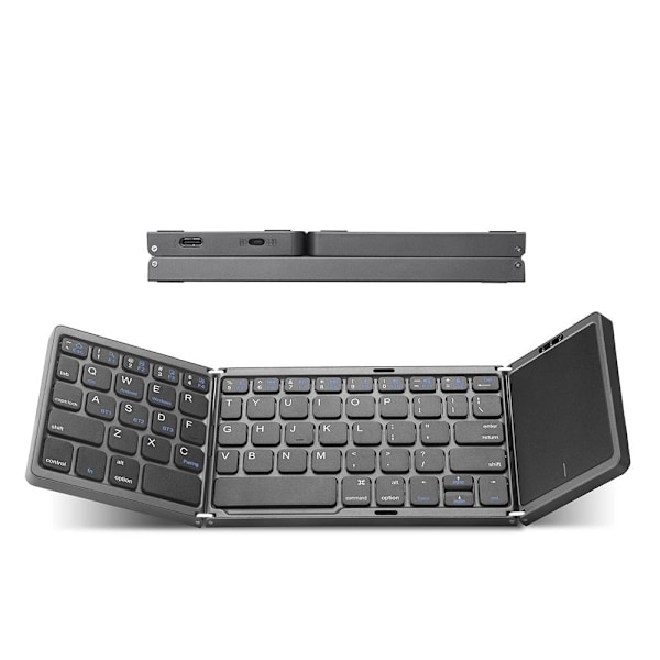 NÖRDIC Bluetooth 5.0 foldetastatur med touchpad 64 taster Multiparring IOS Android Windows US Layout Black