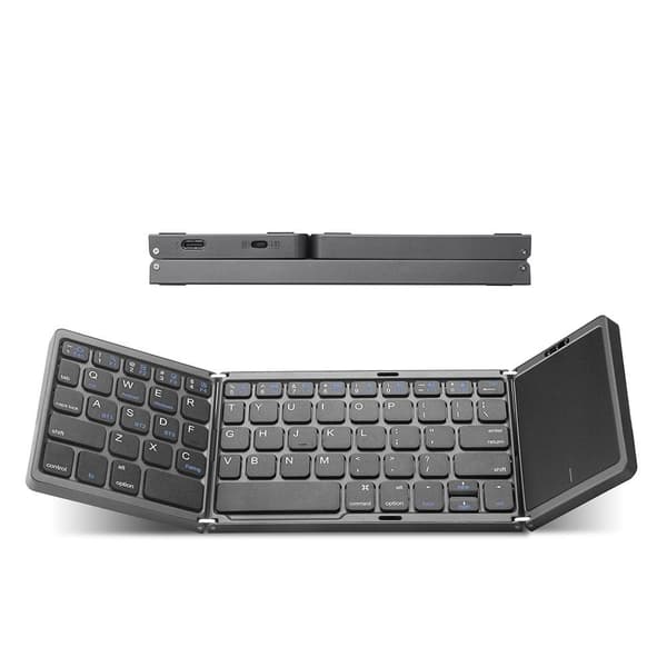 NÖRDIC Bluetooth 5.0 ihopfällbart tangentbord med pekplatta 64 tangenter multipairing IOS Android Windows US Layout Svart