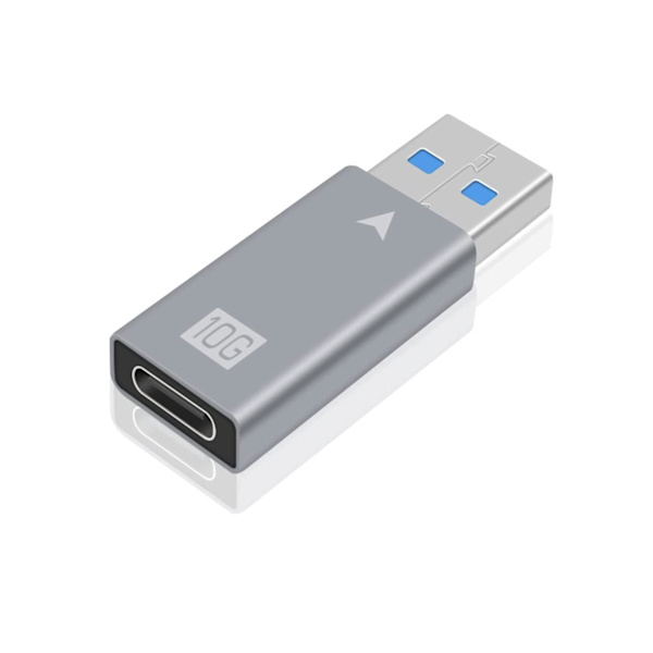 NÖRDIC USB3.2 Gen2 USB-C-USB-A-sovitin 10Gbps metalli hopea Silver