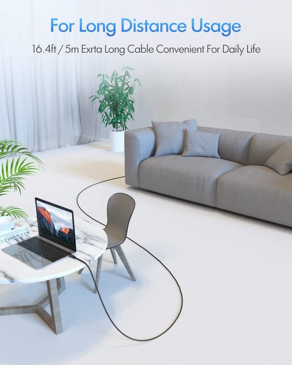 NÖRDIC 20m Aktiv USB 3.0 C til C-kabel, 5Gbps Super Speed USB-kabel