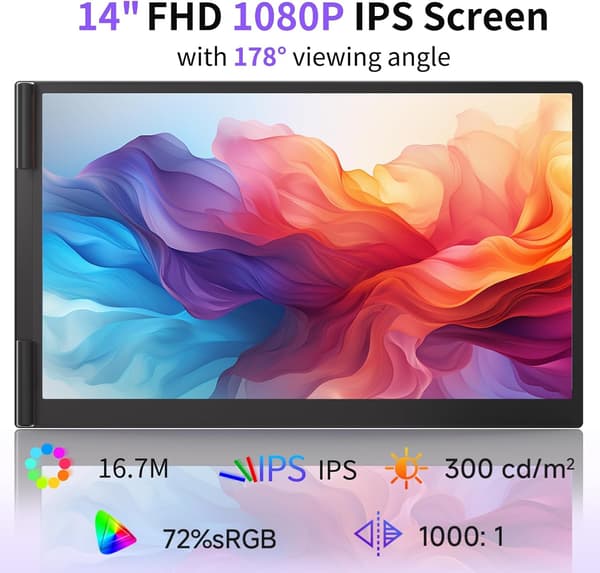 Laptop 14" Dual Screen Extender, 1920×1200p 60Hz, IPS, Ultra tynd og Let