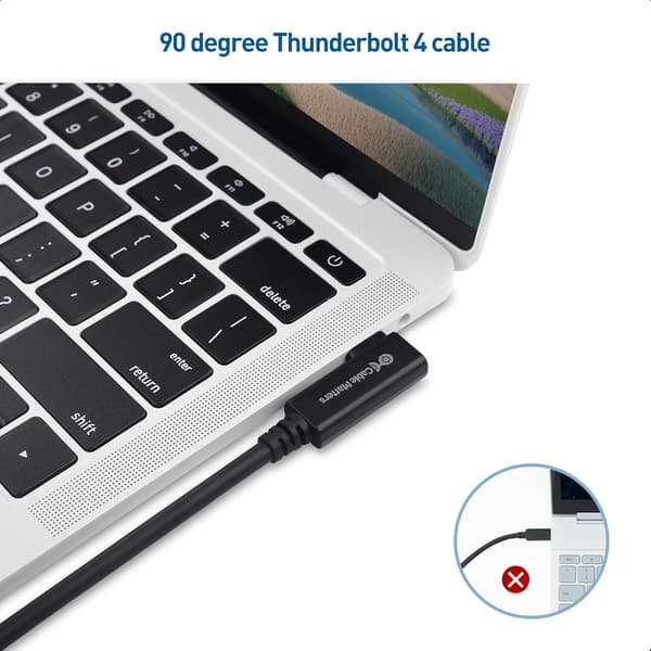 Cable Matters 80cm Intel-certificeret vinkelret Thunderbolt 4-kabel, 40Gbps, 8K, 240W, kompatibel med USB 4, Thunderbolt 3 og USB-C Black