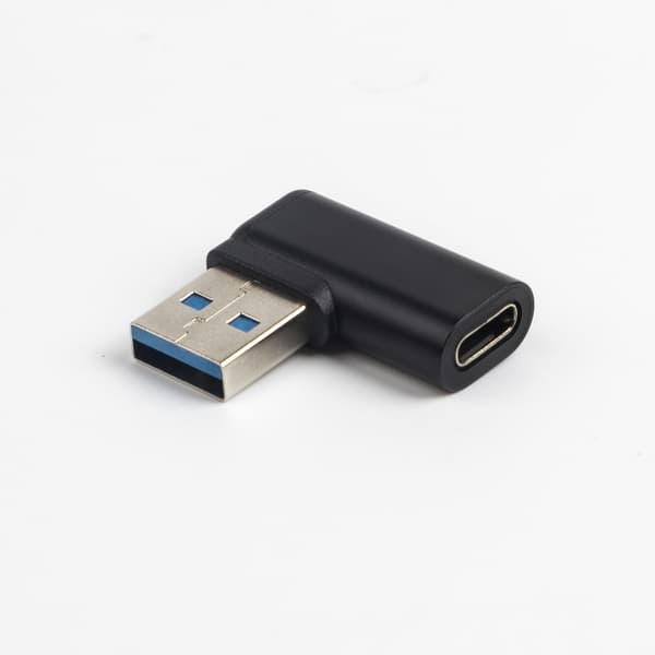NÖRDIC USB-C naaras-USB-A urossovitin 90 astetta kulmassa Black