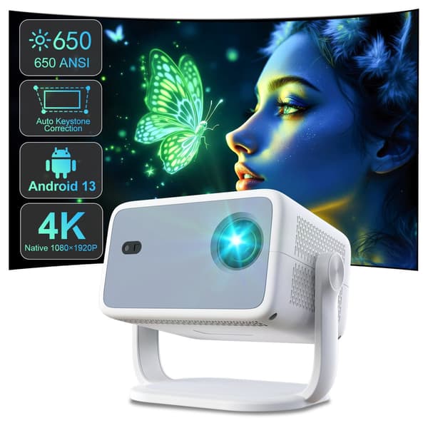 NÖRDIC 1080P Projektor Netflix-certificeret 320 ANSI lumen 2.4/5G WiFi 6 understøttelse til iOS/Android