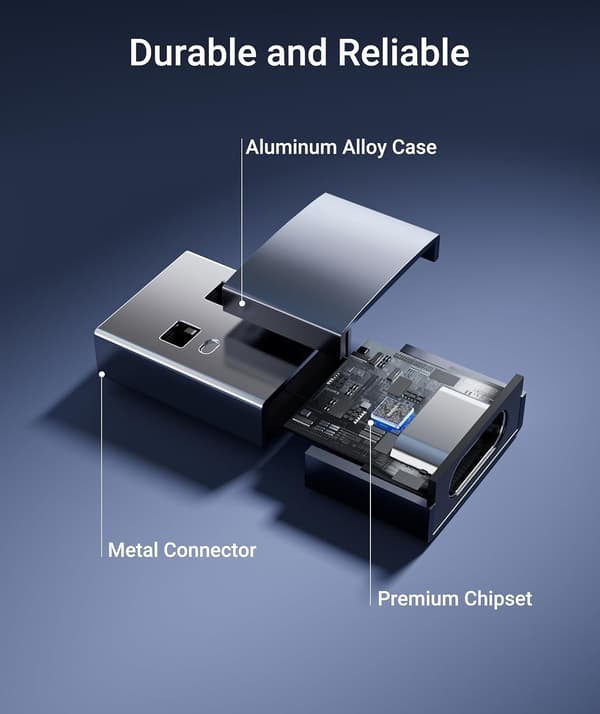 NÖRDIC USB C–OTG USB Mini -sovitin, metallinmusta