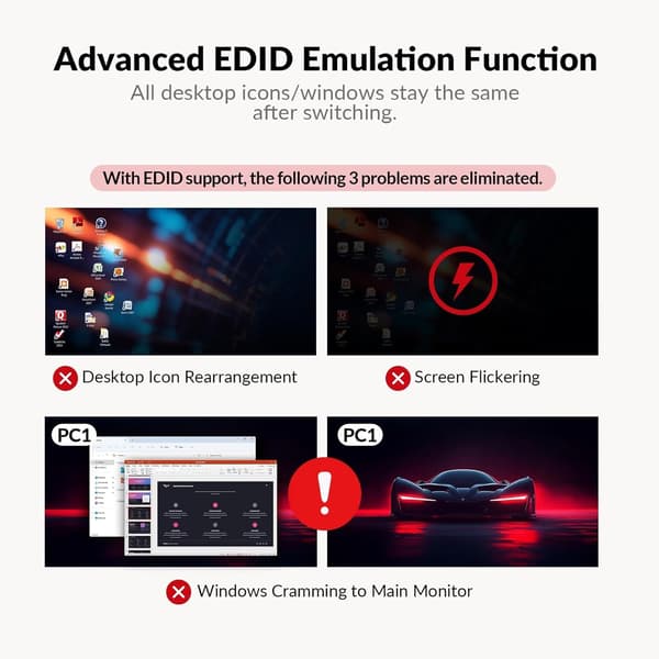 AV Access KD-E20 USB-C KVM Dockningsstation för 2 Laptops, Dual 4K-skärm, 11-i-1 med 100W PD, 1Gbps LAN & EDID-emulering