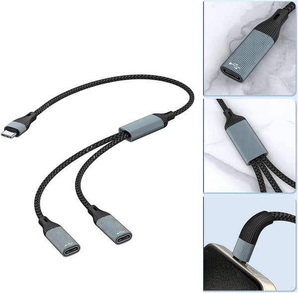NÖRDIC USB-C-keskitin USB-C → 2xUSB-C