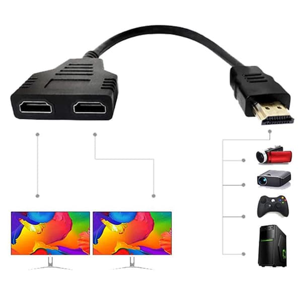 HDMI Splitter 1 til 2 1080p opløsning 10cm kabel Black