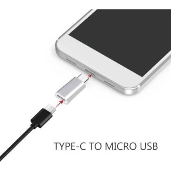 NÖRDIC Adapter Micro USB til USB C Metal Sort