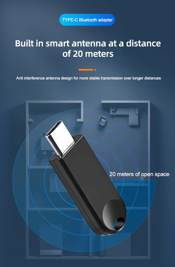 NÖRDIC USB-C Bluetooth 5.3 -sovitin Black