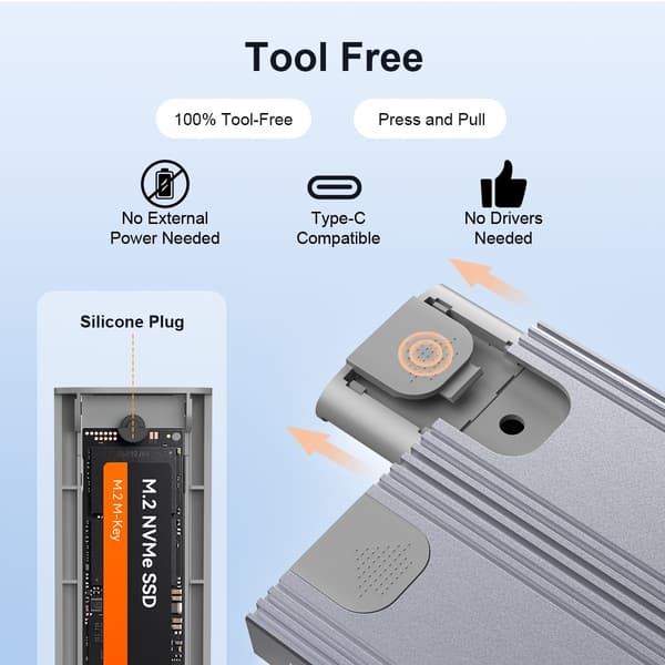 Maiwo K1202P Dual Disk NVMe SSD-kabinet USB-C 3.1 GEN2 10 Gbps