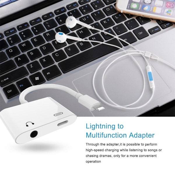 NÖRDIC Lightning-sovitin 1x audio 3,5 mm ja 1x Lightning