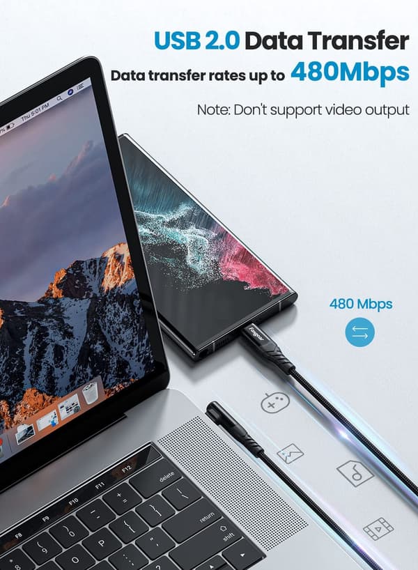 NÖRDIC 1m USB 2.0 USB-C til C-kabel til iPhone 15/15 Pro/15 Plus/15 Pro Max 3A 480Mbps 60W Black