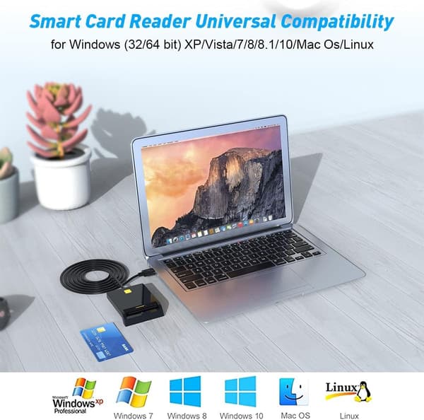 NÖRDIC USB-C Smartkort- och SIMkortläsare ISO7816 IDkort EMV Creditkort