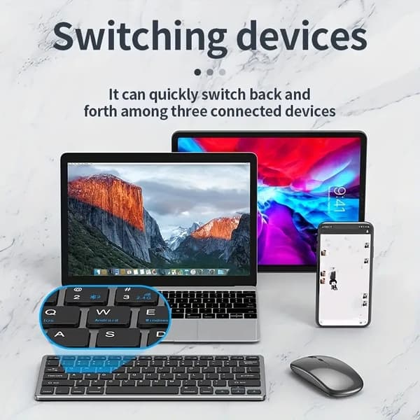 NÖRDIC US layout trådlös Bluetooth och 2.4G mus och tangentbord kit grå