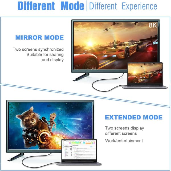 NÖRDIC 20 cm USBC–DP 1.4 -sovitin 8K30Hz 4K120Hz 32.4Gbps Grey