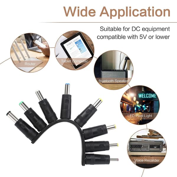 NÖRDIC 1m virtajohto USB DC 11 liittimellä USB DC Power Black