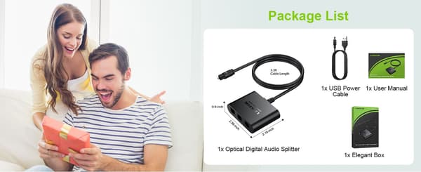 NÖRDIC digital audio optisk TOSLINK splitter 1 til 3 Black