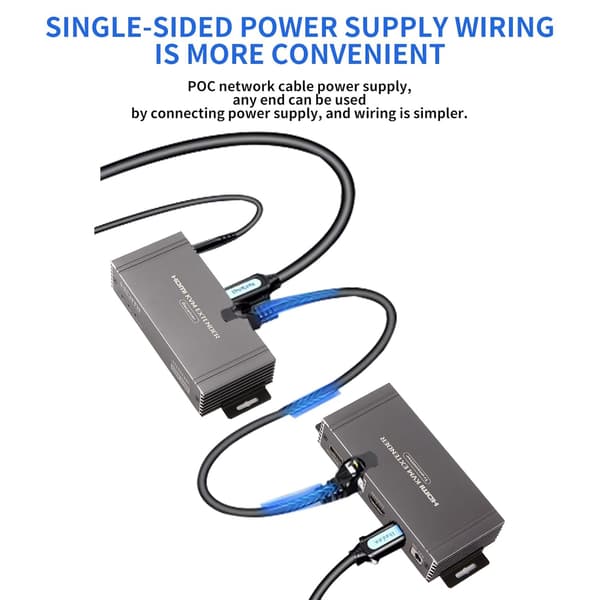 NÖRDIC 4K 60Hz 65 m HDMI KVM-forlænger med USB over Cat5e/Cat6 POC med loop-understøttelse til USB-tastatur og mus til PC-computer
