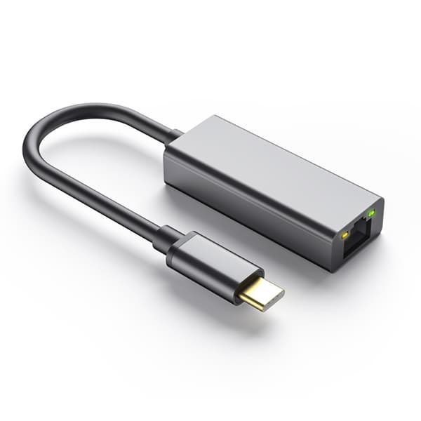 NÖRDIC USB-C til Gigabit Ethernet-netværksadapter, 17 cm, Space Grey, aluminium, Realtek RTL8153BC Grey