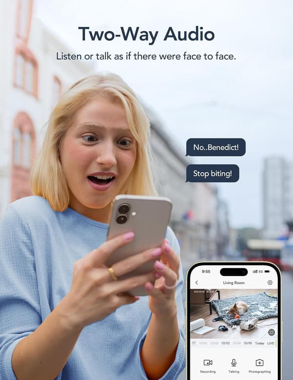 GNCC 2K Övervakningskamera för inomhusbruk – 360°, 4-pack, 2,4G WiFi