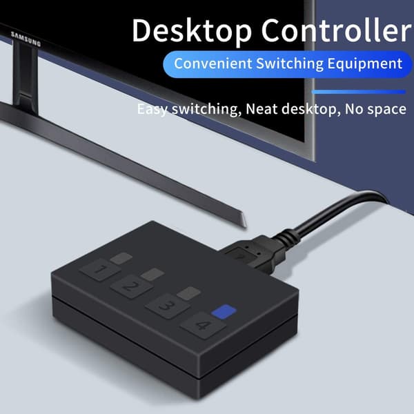 NÖRDIC KVM Switch 4 PC til 1 DisplayPort 1.2 4K 60Hz og 4x USB HDCP 2.2