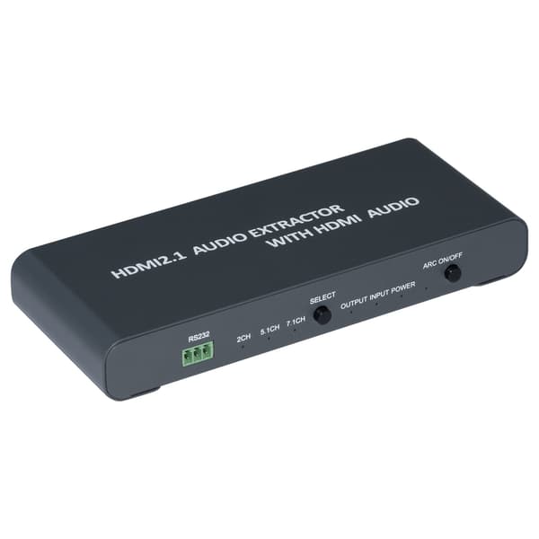 NÖRDIC 1 til 2 HDMI 2.1 extractor med HDMI Audio SPDIF Stereo Dolby Atmos, DTS Master Black