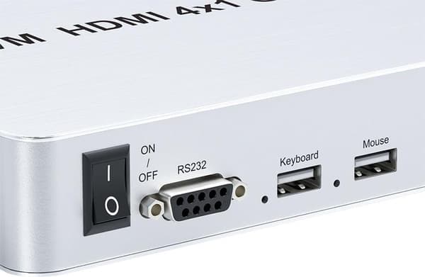 NÖRDIC KVM Switch 4xPC till 1xHDMI 4K 60Hz Quad Multi-Viewer med 4xUSB-A Silver