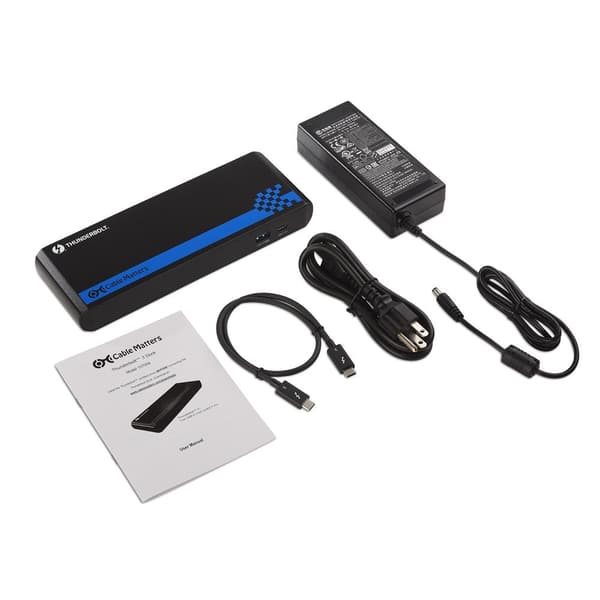 Cable Matters Intel-certificeret Thunderbolt 3 Dock 1 til 9 med 1x DisplayPort, 2x TB3, 1xUSB-C 3.1, 1x GigaLAN, 2xUSB 3.0, 2xAudio Black