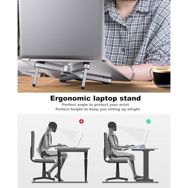 NÖRDIC højkvalitets bærbare stativer til MacBook Pro og op til 14" bærbare computere Grey