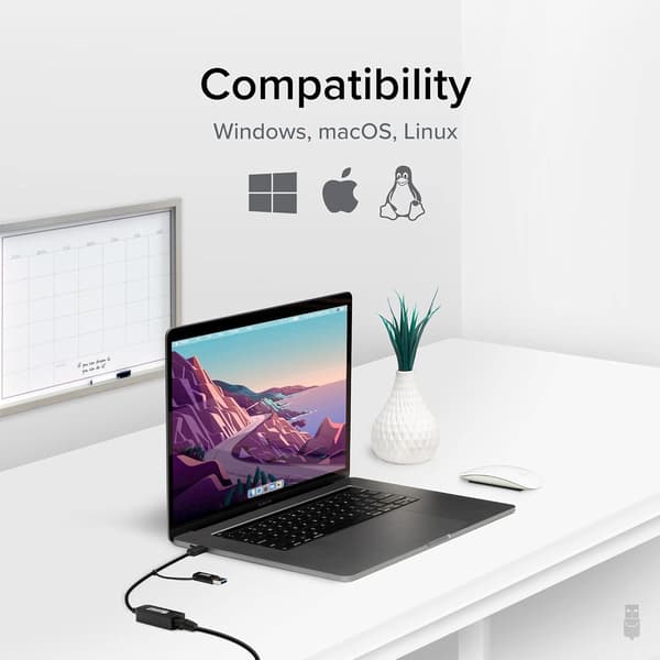 NÖRDIC Netværksadapter USB-A og USB-C 3.0 til 5G Ethernet Black
