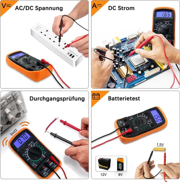 Digital multimeter til AC/DC – volt-, ampere- og ohmmåling med kontinuitetstest
