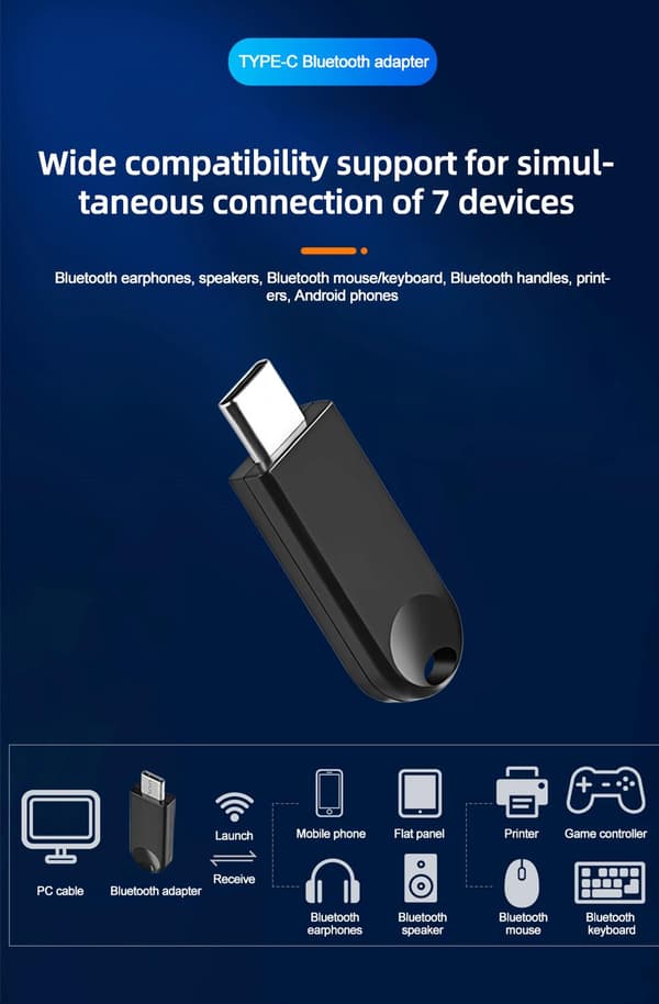 NÖRDIC USB-C Bluetooth 5.3 adapter Black