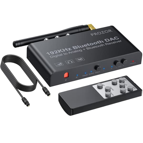 Digital til analog konverter med Bluetooth, 192 khz DAC stereo Black