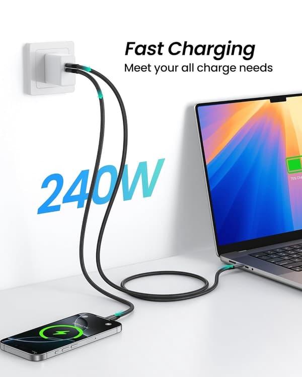 NÖRDIC 1m vinklet USB4 V2.0 120G 16K 240W kompatibel med Thunderbolt