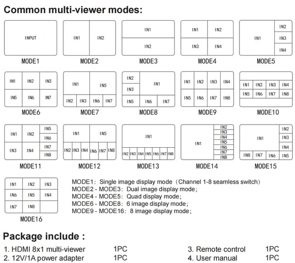 NÖRDIC HDMI 4K30Hz 8x1 Multi-Viewer -kytkin