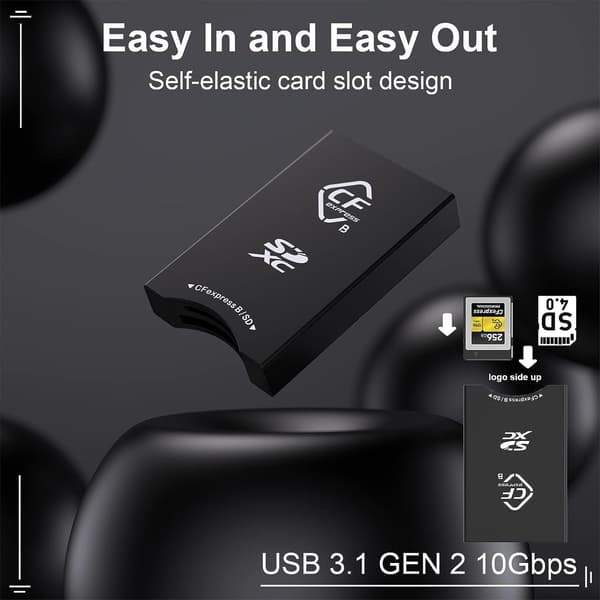 NÖRDIC USB-A,USB-C Kortläsare 2 Slot CFexpress Typ B SD 4.0 UHS-II