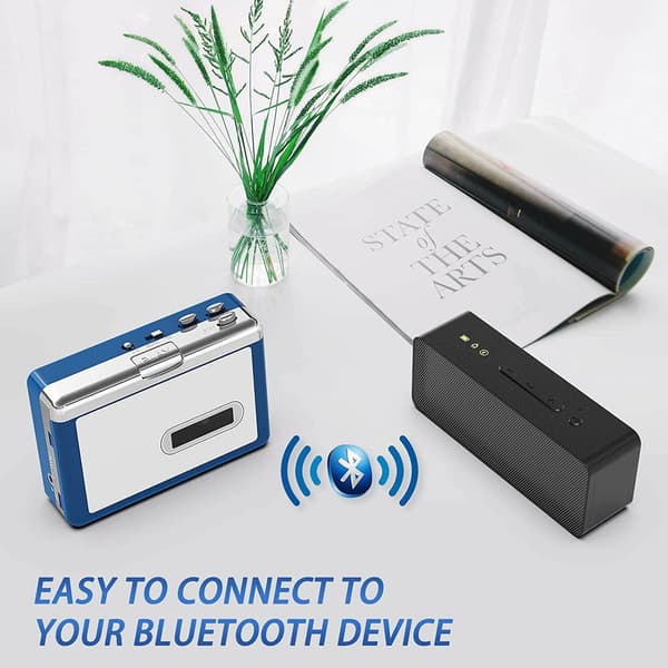 Ezcap Bluetooth-kasettisoitin, Walkman-nauhasoitin 3,5 mm:n AUX ulostulolla Blue