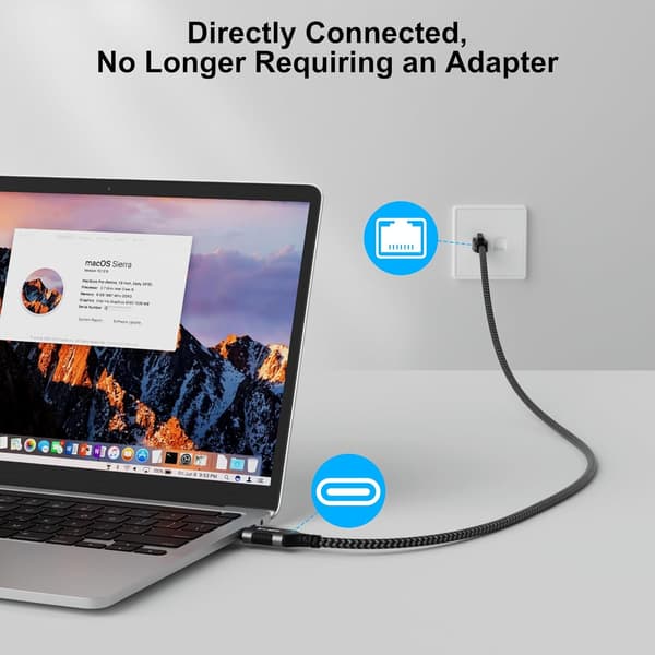 NÖRDIC 5m USB-A 3.1 - RJ45 1Gbps LAN Windows, MacOS, Linux, ChromeOS Black