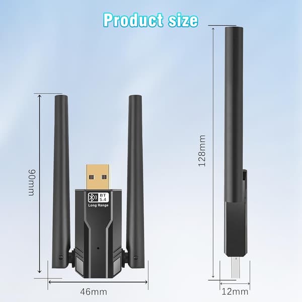 NÖRDIC USB-A langtrækkende Bluetooth 5.4 adapter med 150 meter rækkevidde Black
