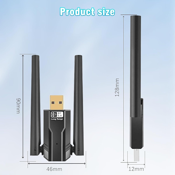NÖRDIC USB - Pitkän kantaman Bluetooth 5.4 -sovitin 150 metrin kantamalla Black