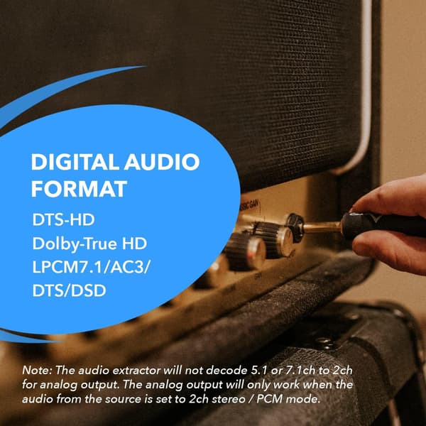 NÖRDIC 8K HDMI 2.1 eARC/ARC Switch og Extractor 4 til 1 Optisk SPDIF & Stereo CEC HDR Dolby Atmos, True HD, Digital Plus, DTS-HD Master Black
