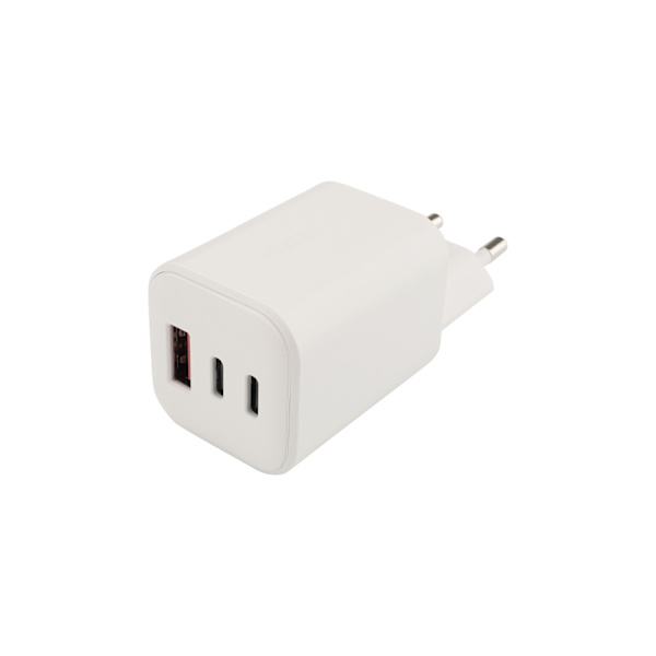 Vægoplader 2xUSB-C 1xUSB-A 65W PD PPS White