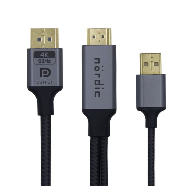 NÖRDIC HDMI til Displayport-kabel 3m 4K60Hz 18Gbps Black