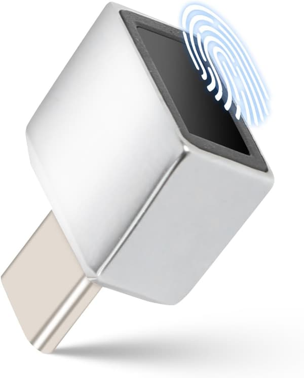 NÖRDIC USB-C Windows Hello Fingeraftrykslæser til Windows 11/10, Sikkerhedsenhed til login på PC og bærbare computere, Hurtigt og sikkert lås