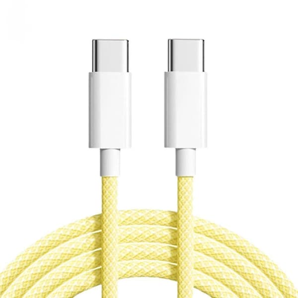 NÖRDIC 2m USB 2.0 USB-C til C-kabel til iPhone 15/15 Pro/15 Plus/15 Pro Max 3A 480Mbps 60W gul Yellow